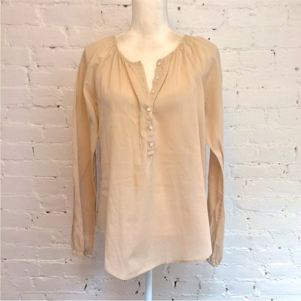 Calypso St Barths cotton peasant top beige size xs